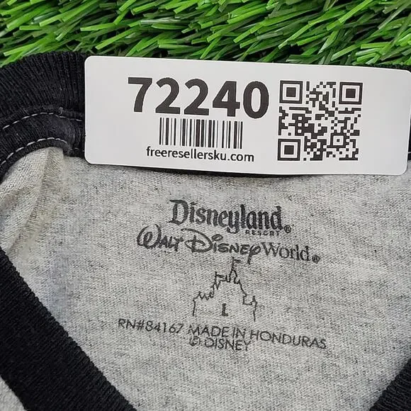 Disney Mickey-Mouse Ringer Shirt Womens Large 22x26 Gray - Picture 7 of 13